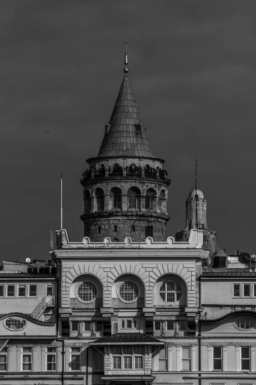 a tall building with a dome top on top of it