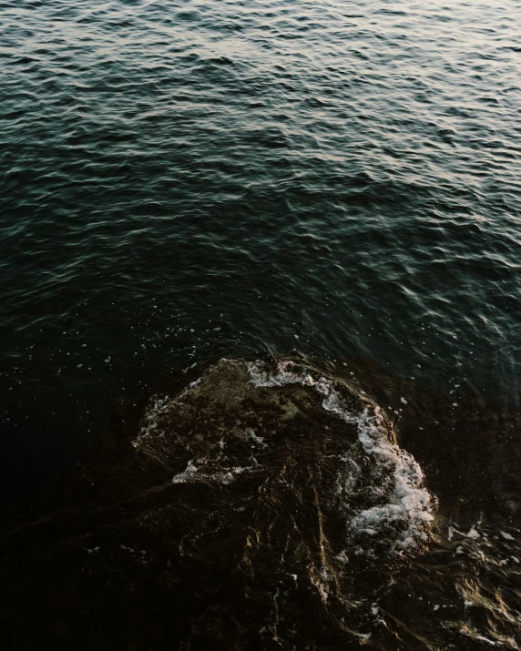 a view of the water of the lake from a rock