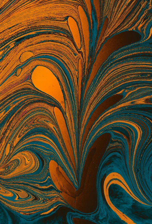 an abstract image with waves in blue and orange