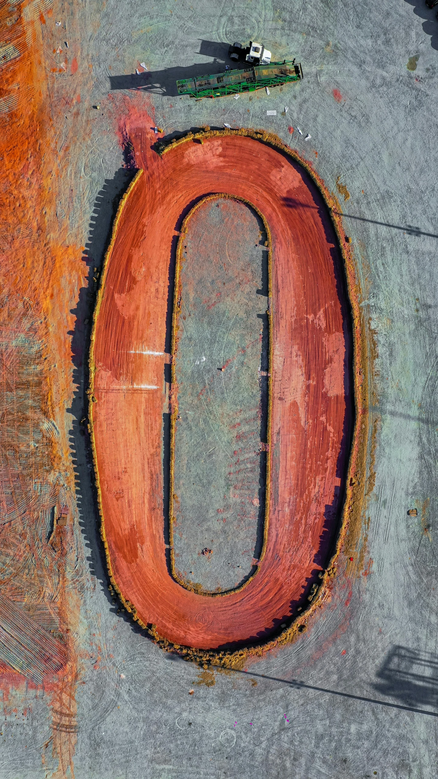 a painted alphabet is on a pavement in a parking lot