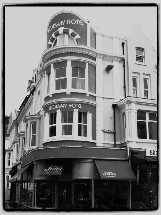 an old building that is in black and white