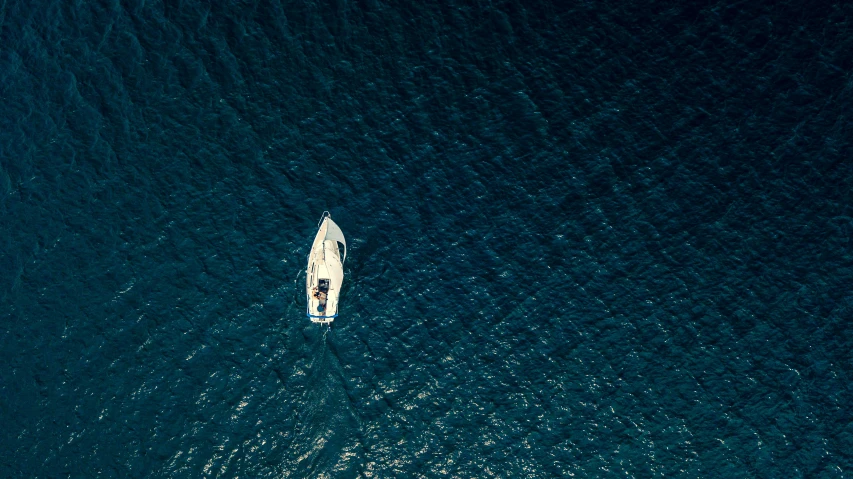 small boat with people in it seen from above