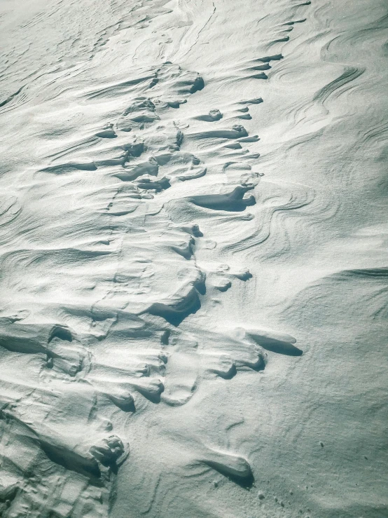 snow covered ground with footprints in it