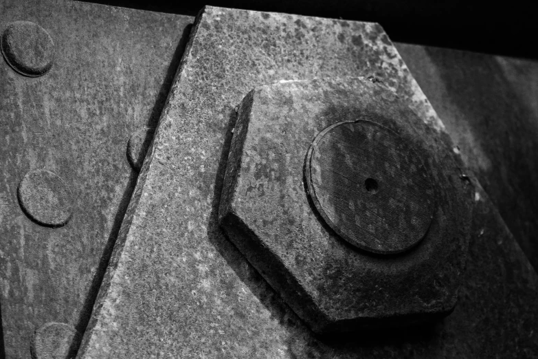 black and white pograph of the details of an object