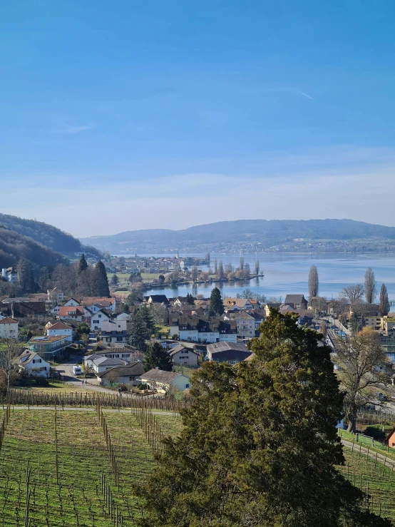 a view of a city and a lake