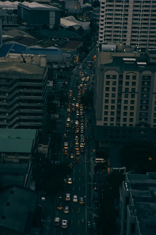 an overhead s of traffic on the city street