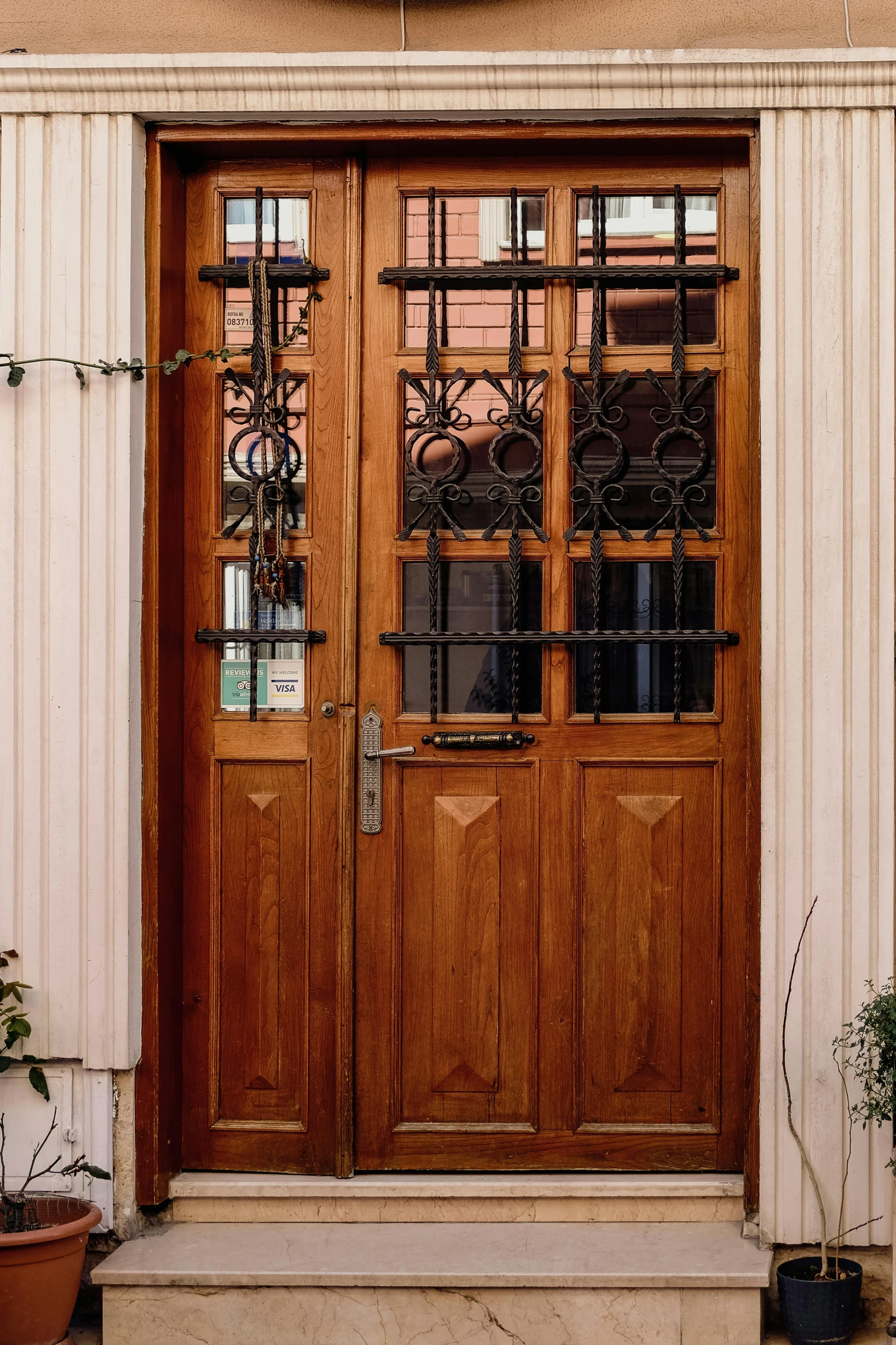 a door with a window on the front and side of it