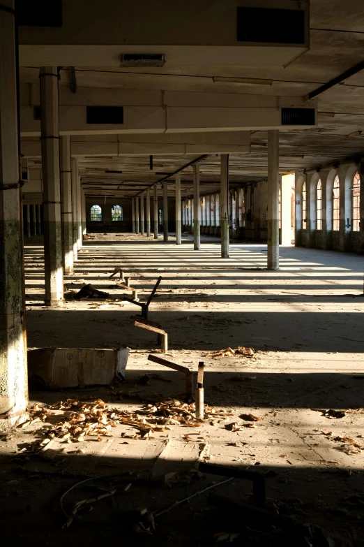 empty parking garage filled with metal and wood