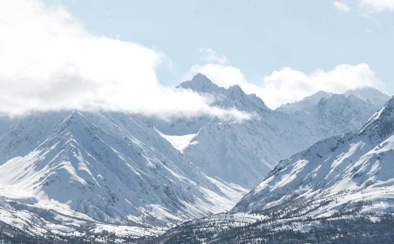 the mountains are covered with snow in the winter