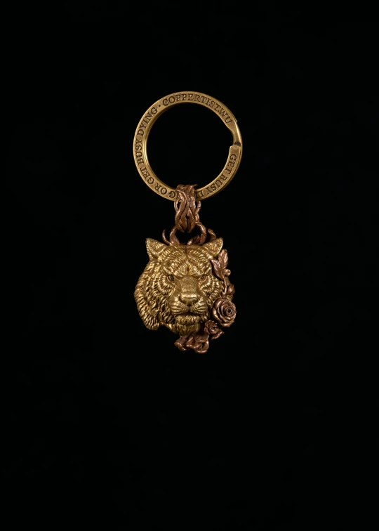 an animal shaped key chain with a black background