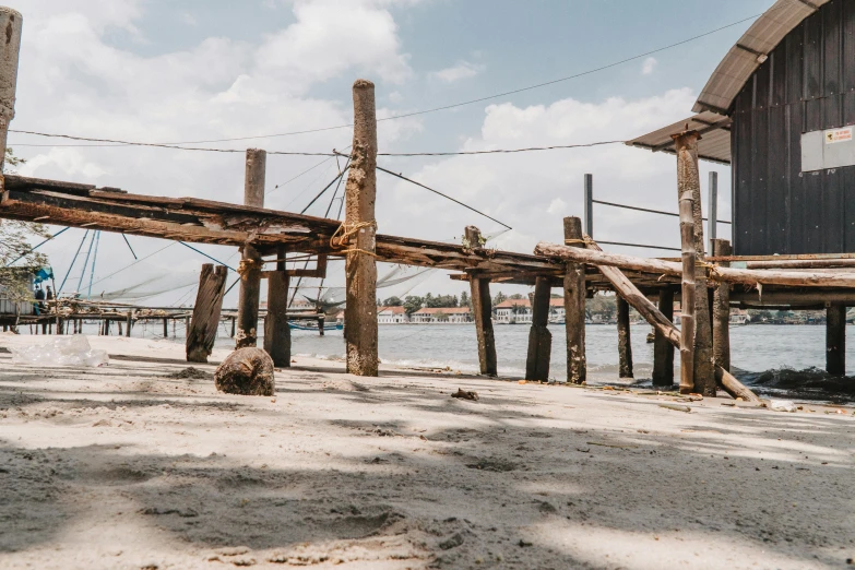 some type of bridge that is near the water