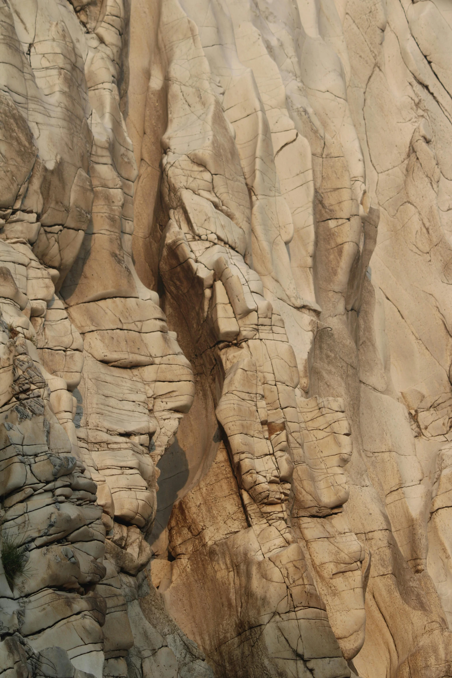 some large rocks and two zes on the side of a cliff