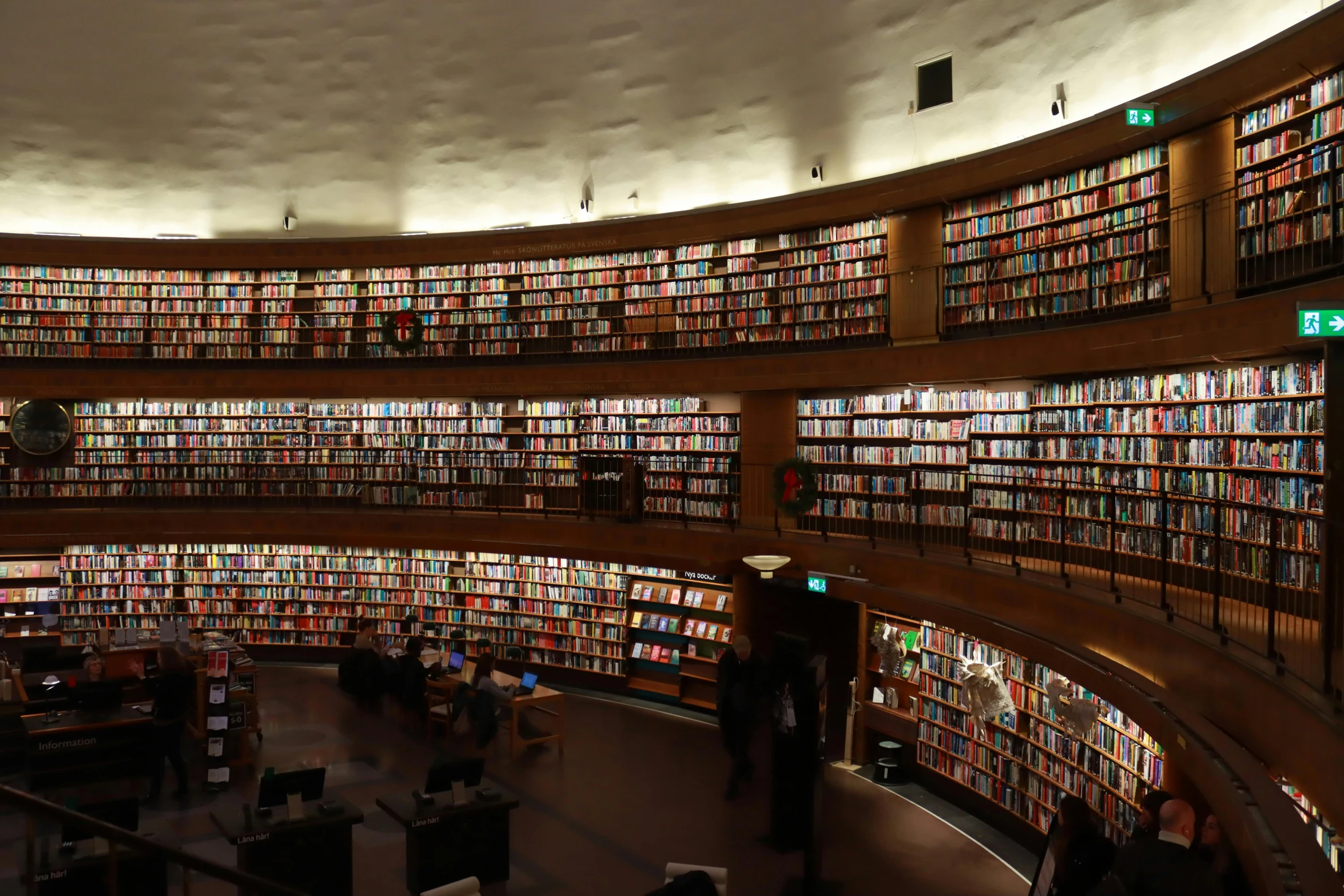 an aerial view of a huge liry filled with books