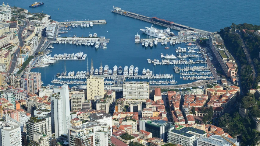 a marina is shown as seen from the air