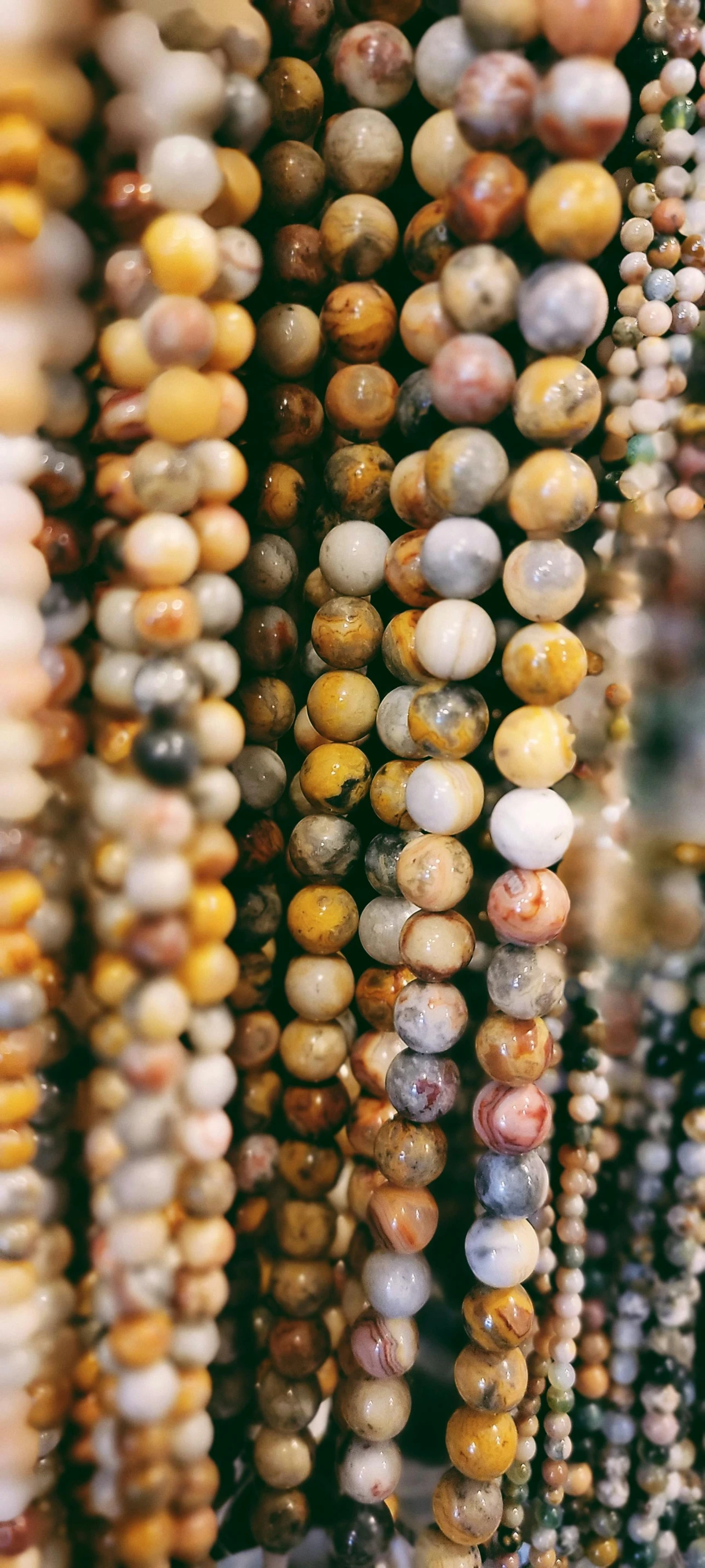 beads are stacked on top of each other