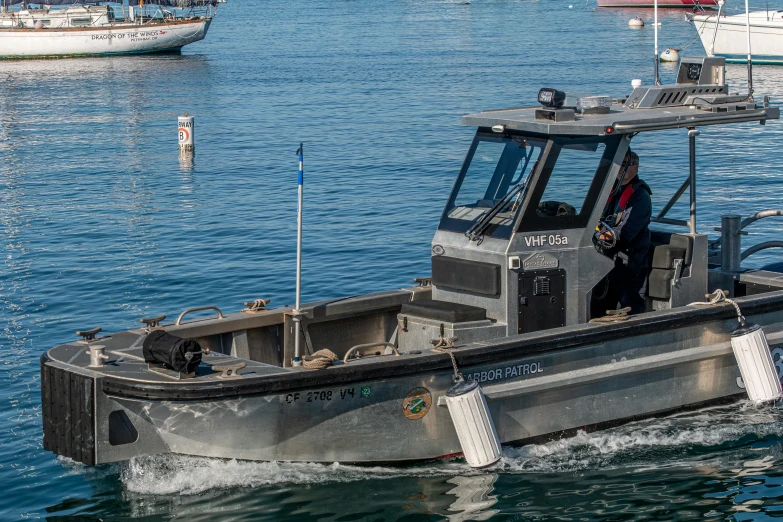 an air cushion boat in a marina