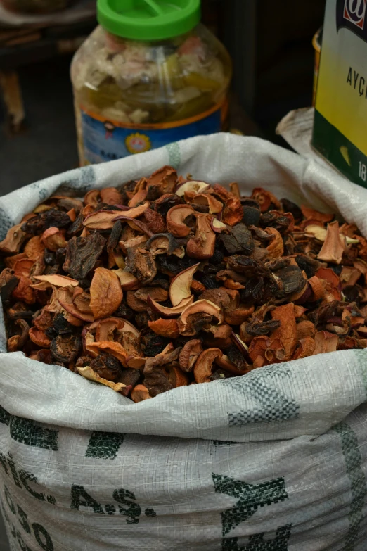 close up of a bag filled with dried fruit