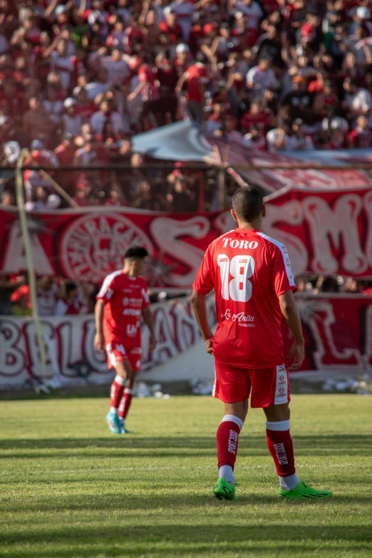 the players are on a soccer field playing