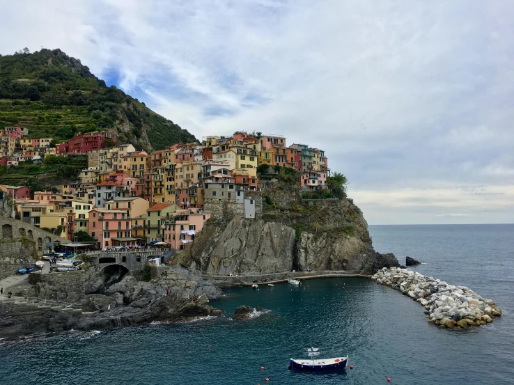 the island is very high on its own with colorful houses