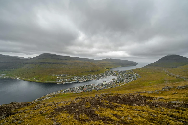 a scenic image with dark sky and cloudy skies