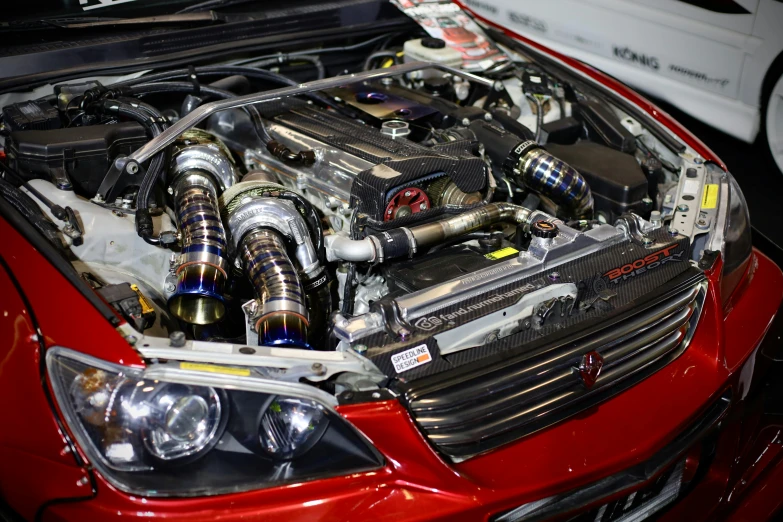 the engine of a sports car with no top