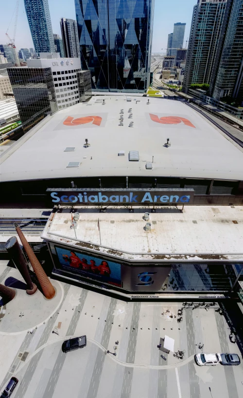 view of parking lot from above