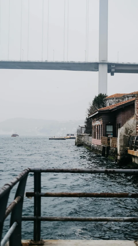 view of bridge from a dock in water