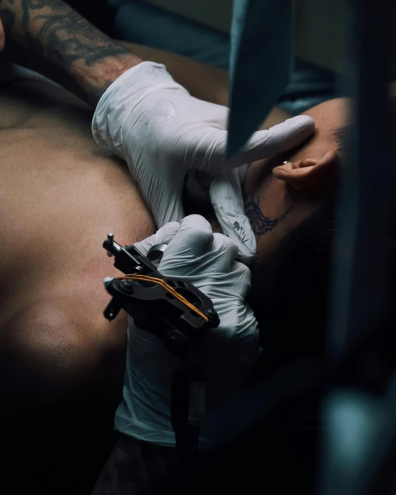 an arm getting an procedure in a hospital