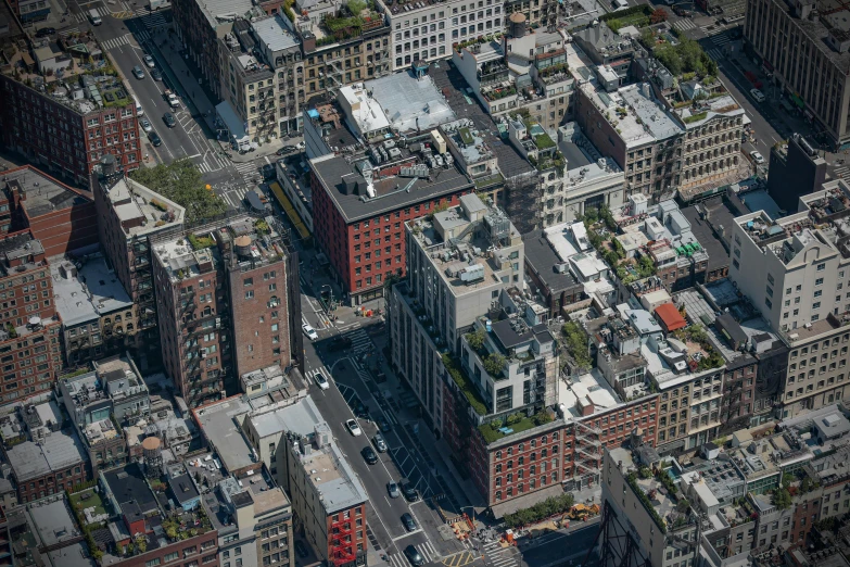 view from above of a wide expanse of tall buildings