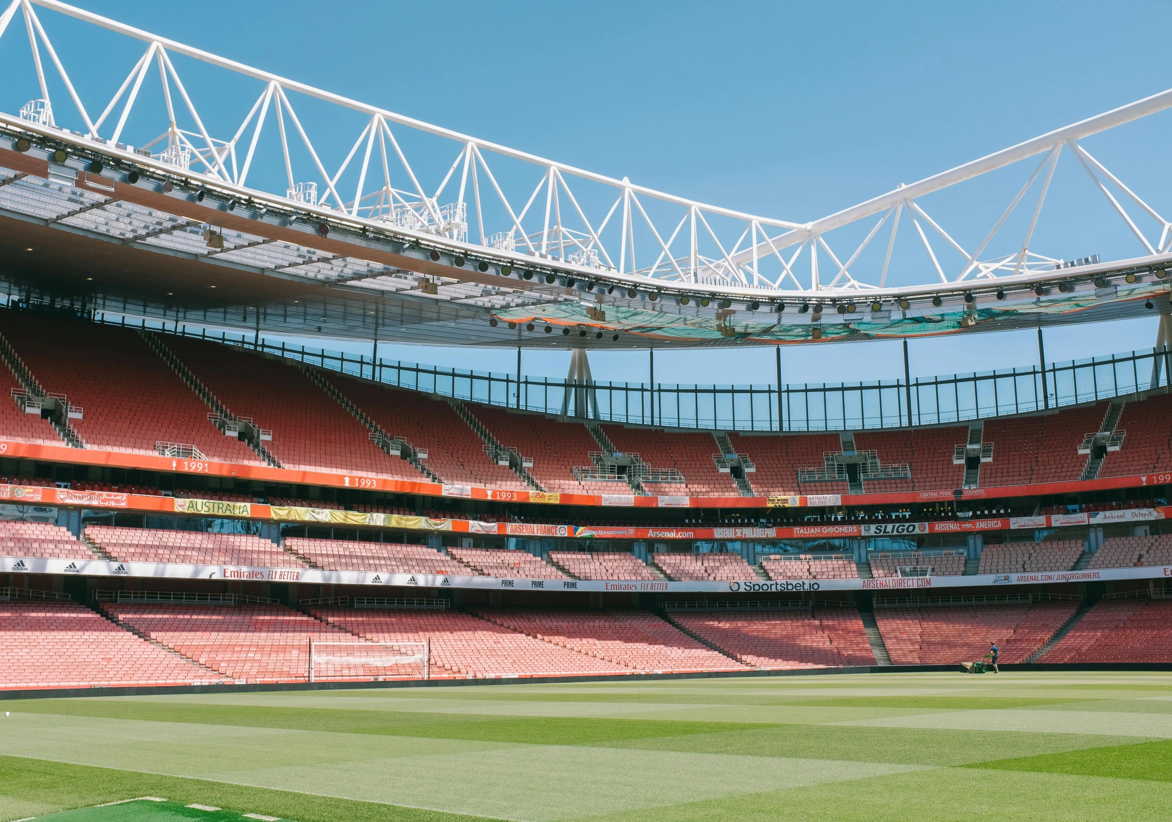 an empty sports stadium with no spectators or people inside