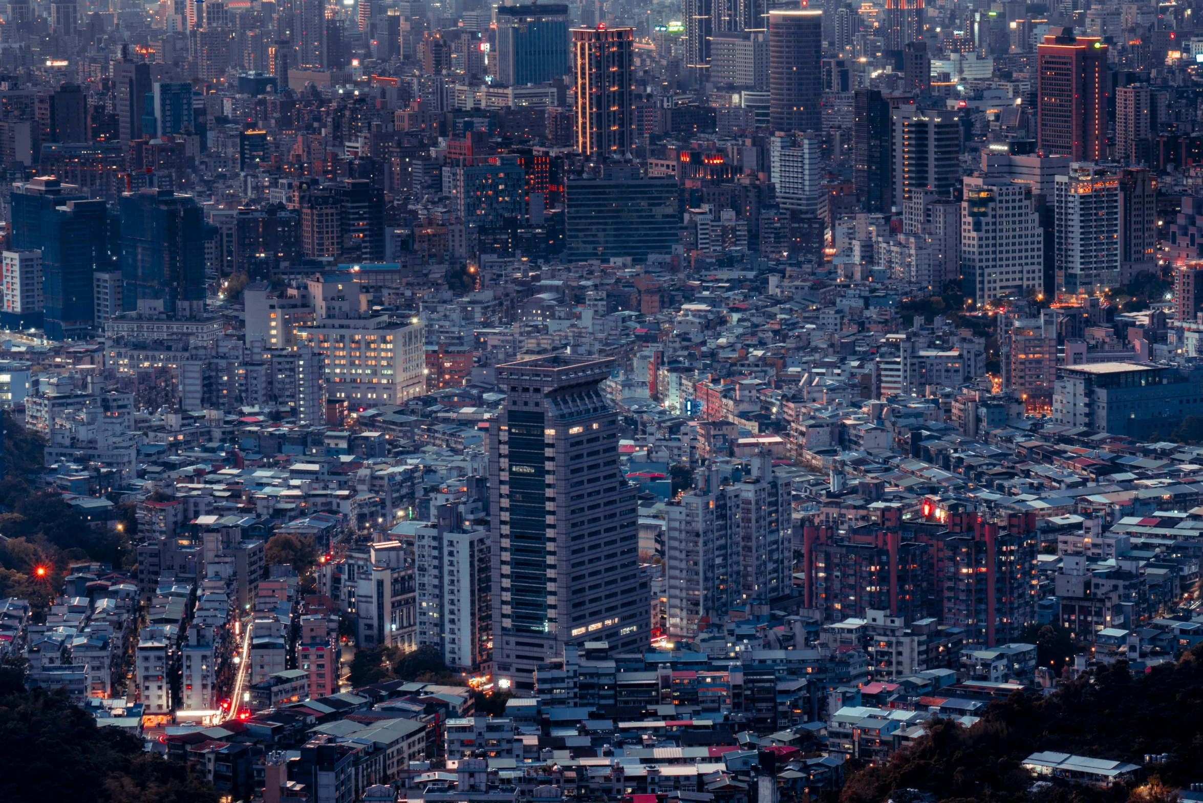 the view of large city in a big metropolitan area at night