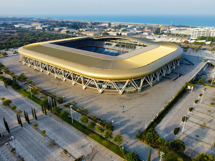 the gold stadium of porto, where the first - tiered football match is being played