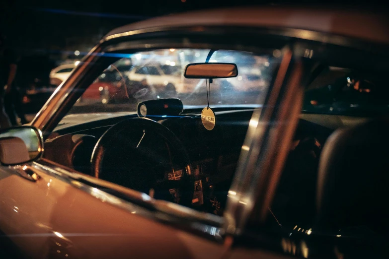 view of a front seat from an old fashion car