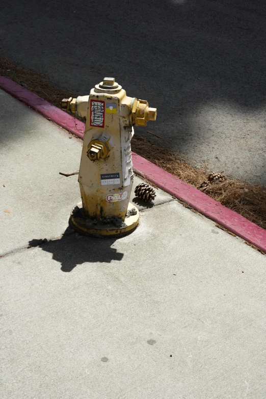 there is a yellow fire hydrant in the corner