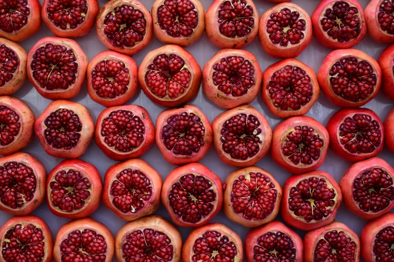 the large pieces of fruit have been sliced in half