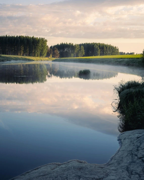 a lake that has water with no clouds