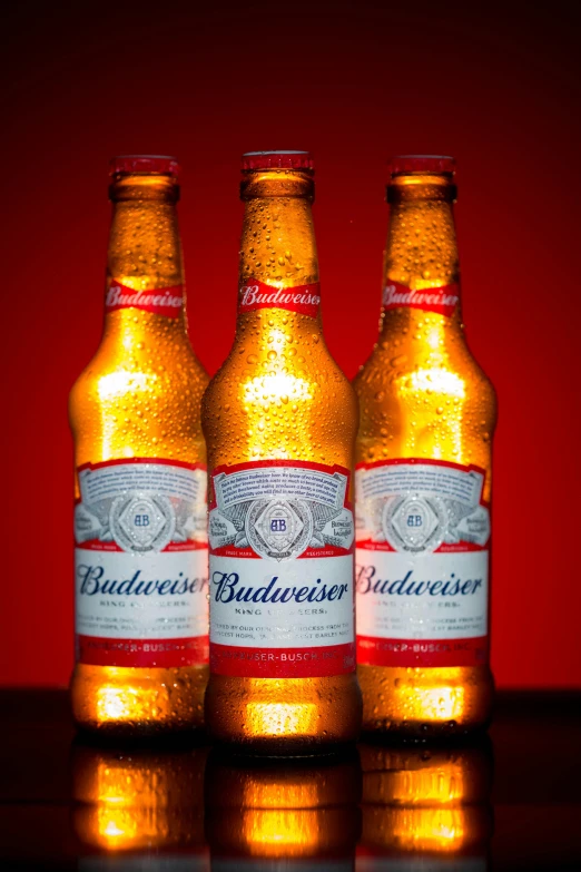 three bottles of budderburg are sitting on a table