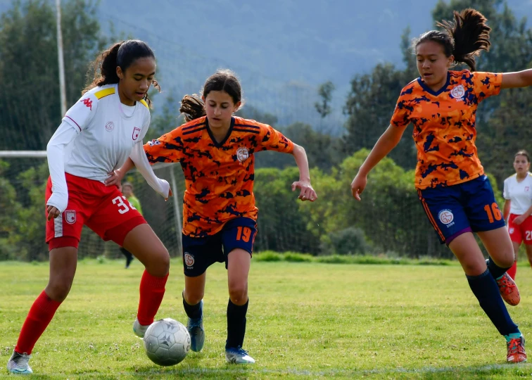 two teams are playing soccer against each other