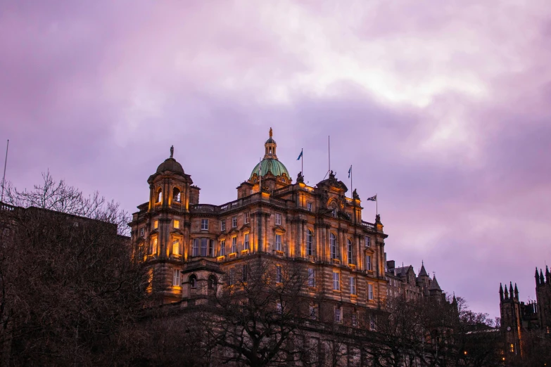 the ornate architecture of the building stands tall