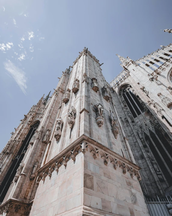 looking up at the steeple of the cathedral