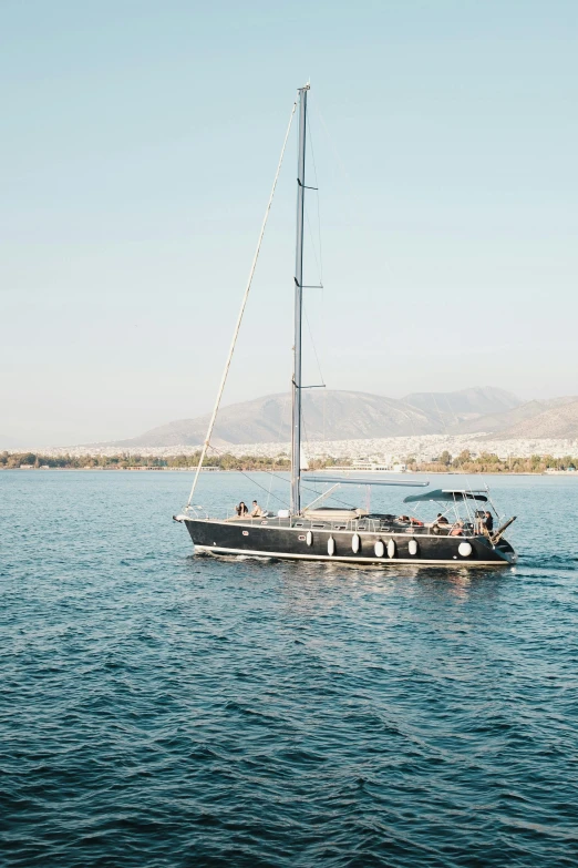 a boat is in the middle of the ocean