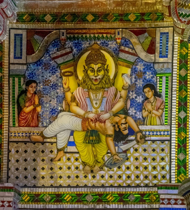 a painting on the wall of a temple