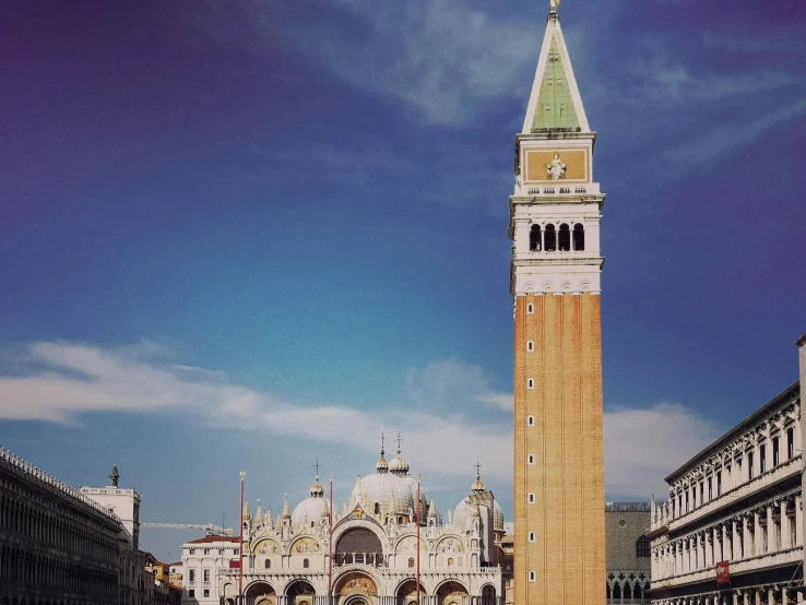 a clock tower in the center of a city