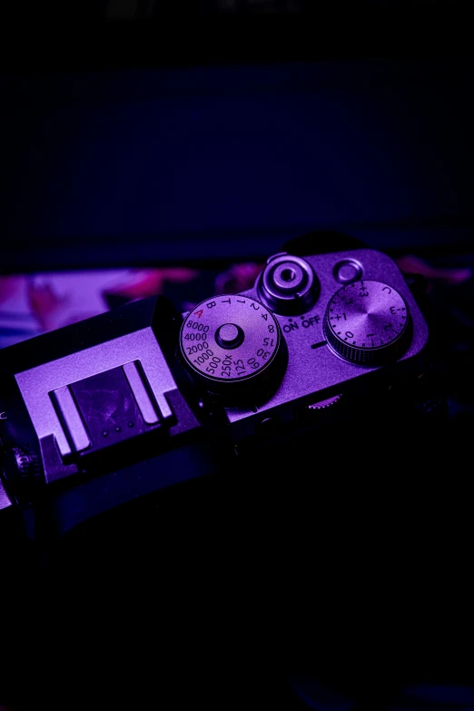 a picture is taken on a tripod and the shutter plate is lit up with color