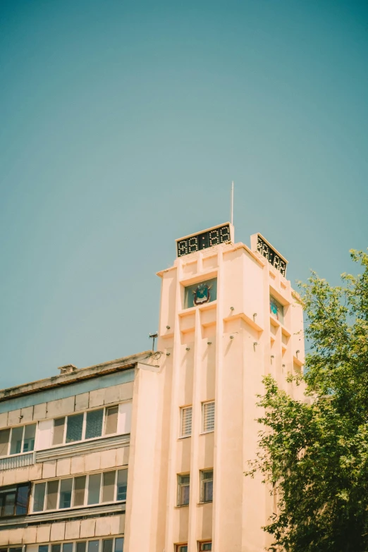 an old building with some windows on top