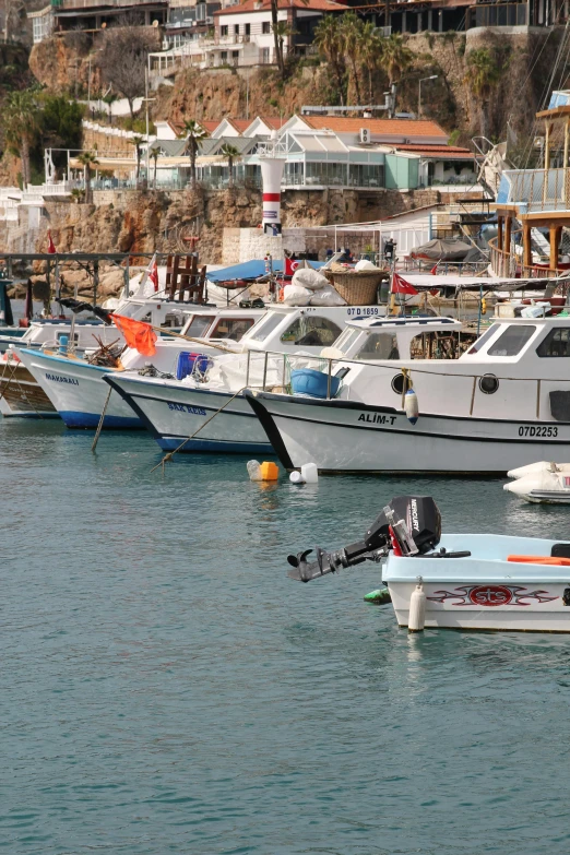 many boats sit docked next to one another