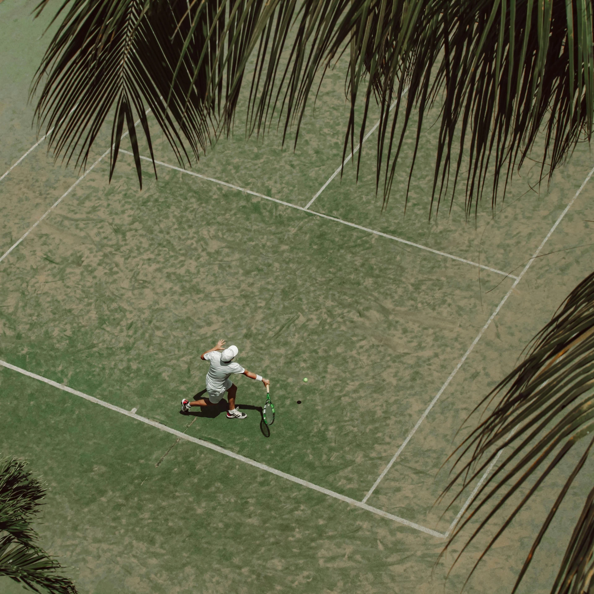 a woman is on a grass court with a tennis racket