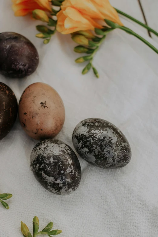 some eggs are laying on top of a table