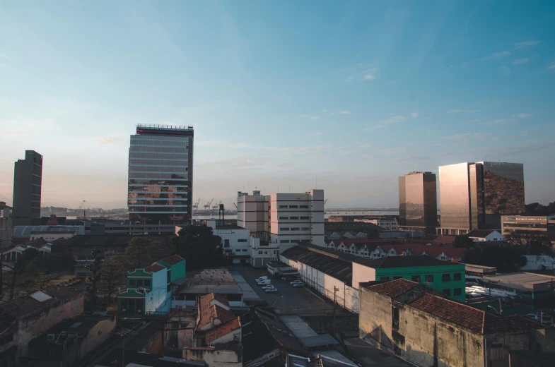 an elevated view of some buildings and skyscrs