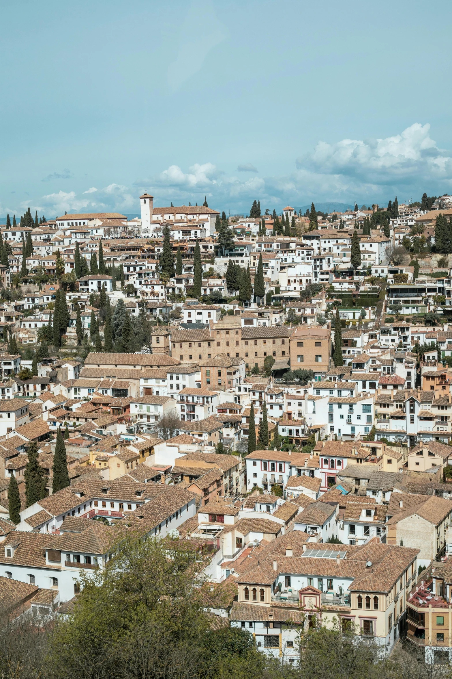 the city is situated directly beneath a blue sky